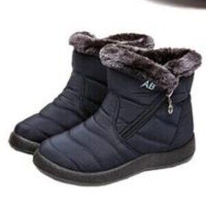 Women's Winter Ankle Boots Flat Slip On Waterproof Shoes